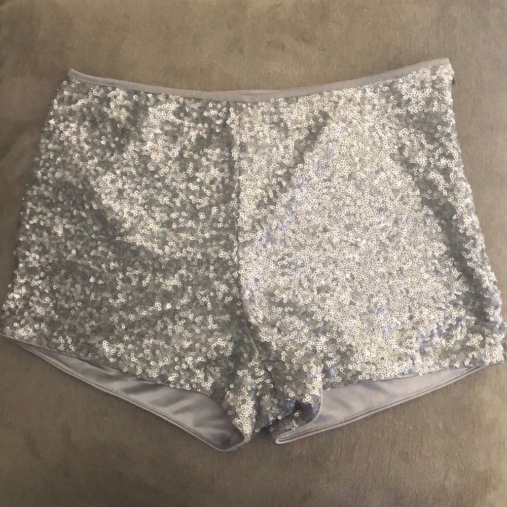 Silver sequin shorts